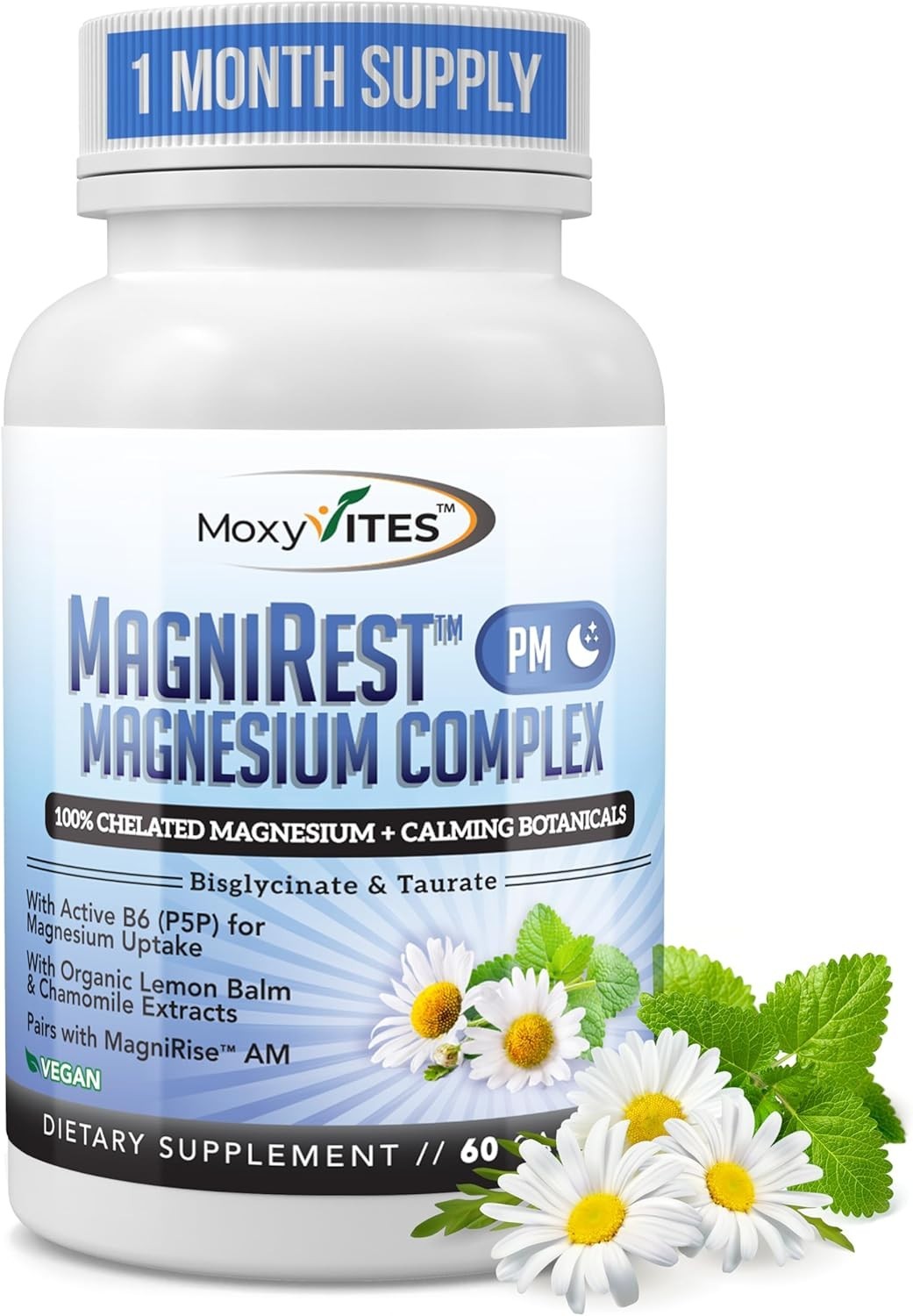 TWO PACK MoxyVites MagniRest PM Magnesium Complex for Women & Men – calming