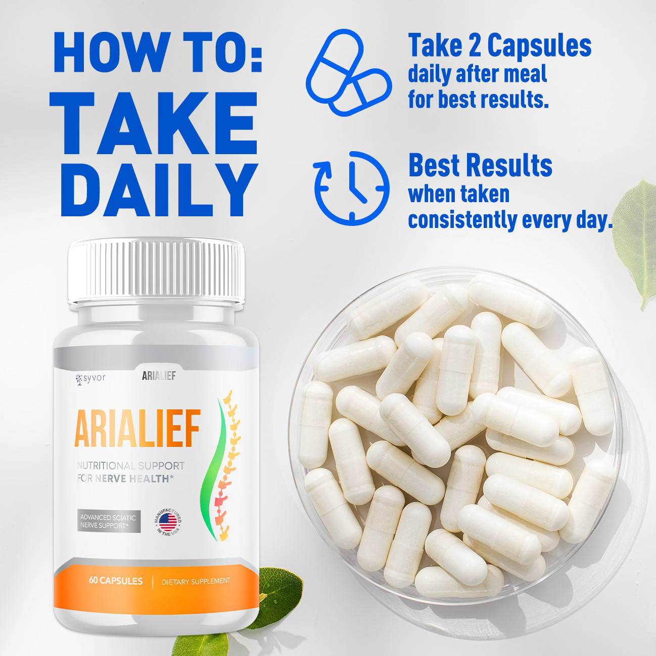 (5 Pack) AriaLief Brain Pills – Nerve Health & Cognitive Support Supplement