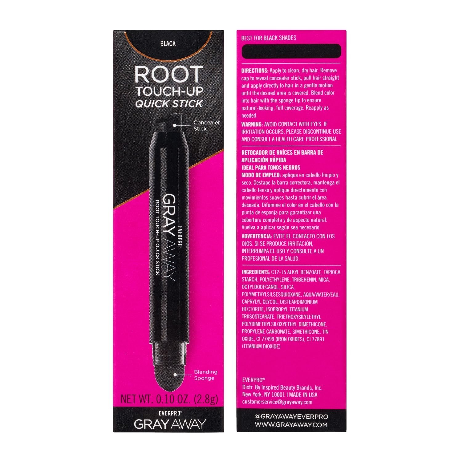 EVERPRO Gray Away Root Touchup Quick Stick, Black, 0.1 Oz 0.1 Ounce (Pack of 1)
