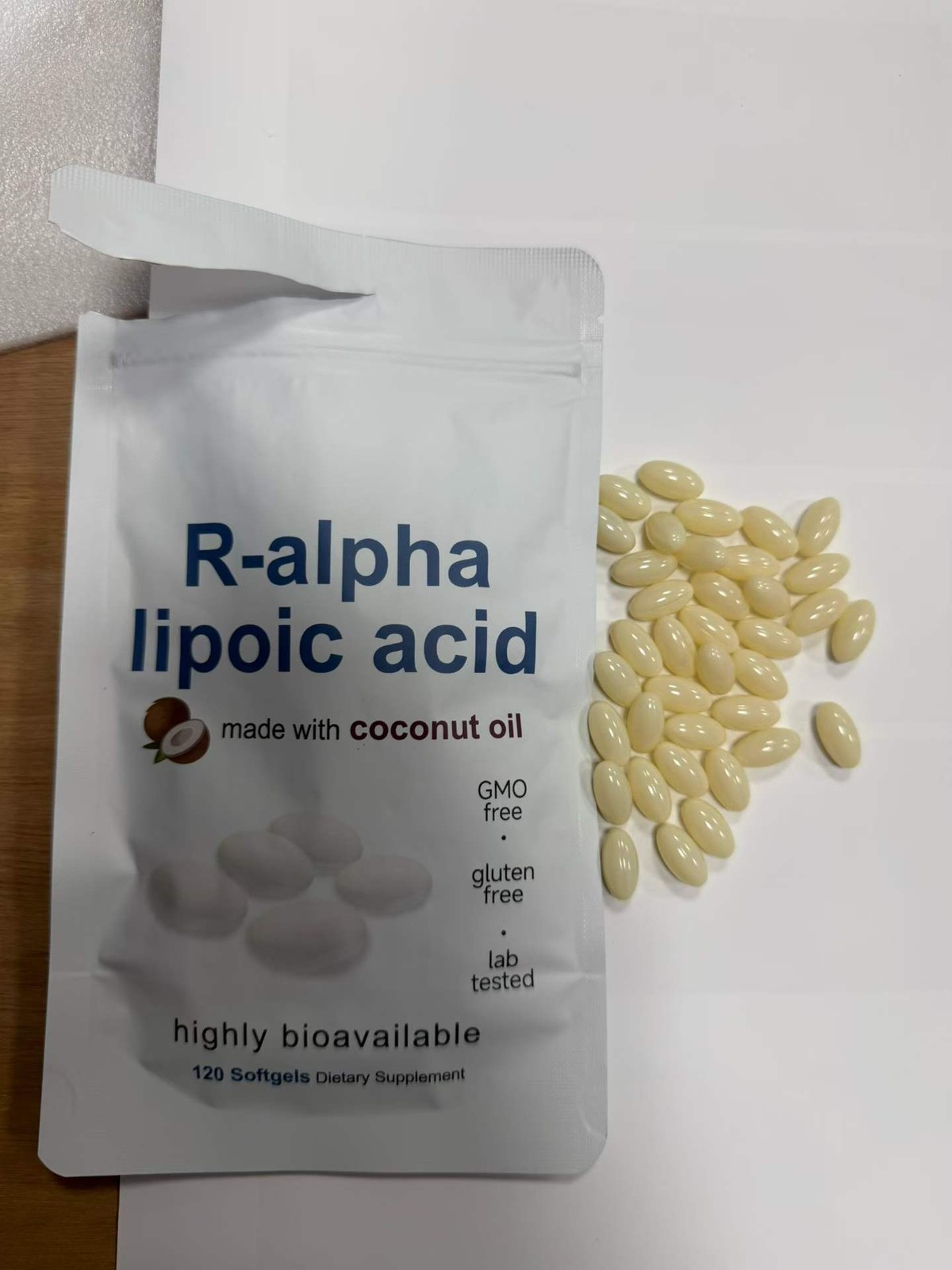 R-alpha Lipoic Acid 600mg with MCT Oil, 120 Softgels, Antioxidant Support