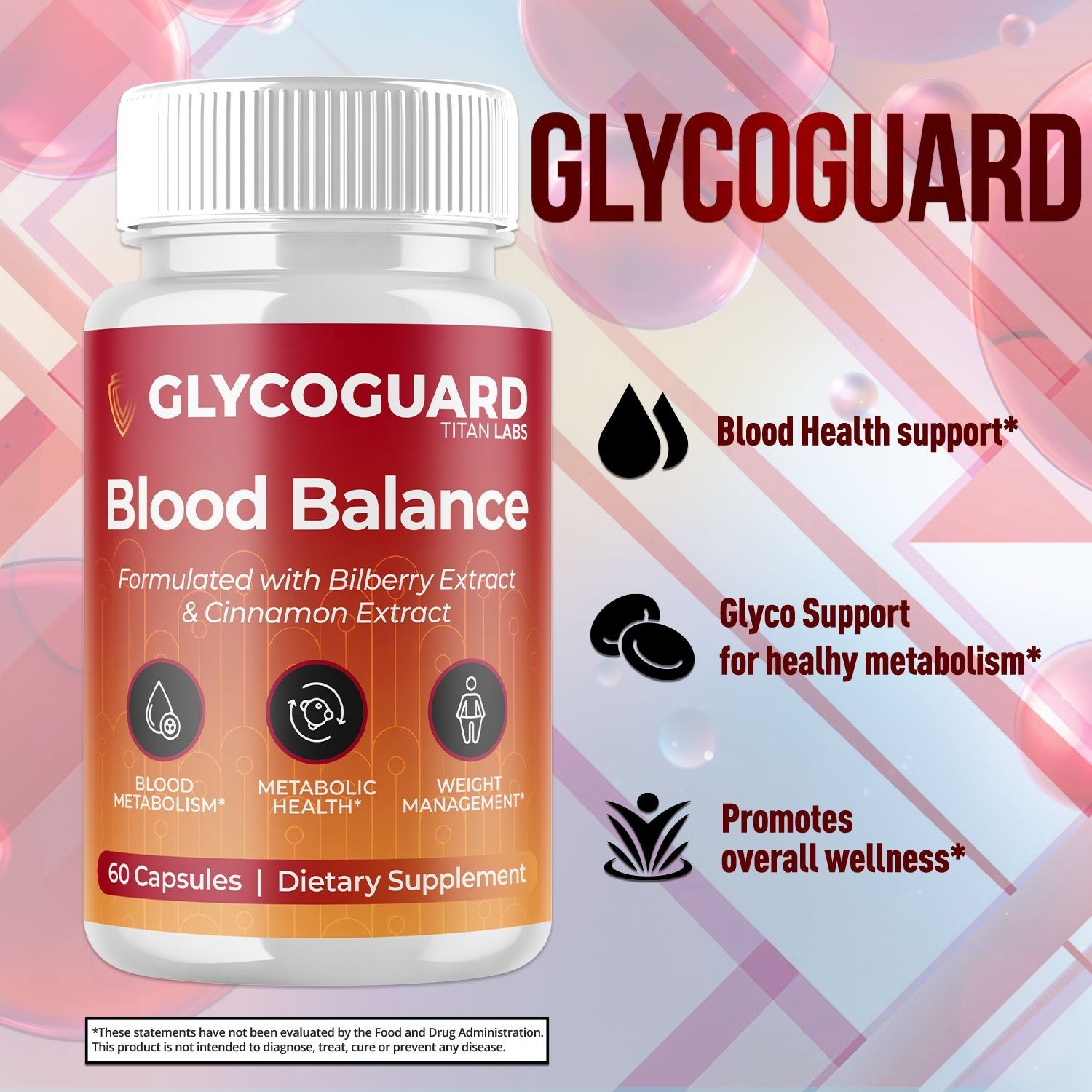 (1 Pack) Glycoguard Advanced Blood Health Support Formula Glyco Guard 60 Caps