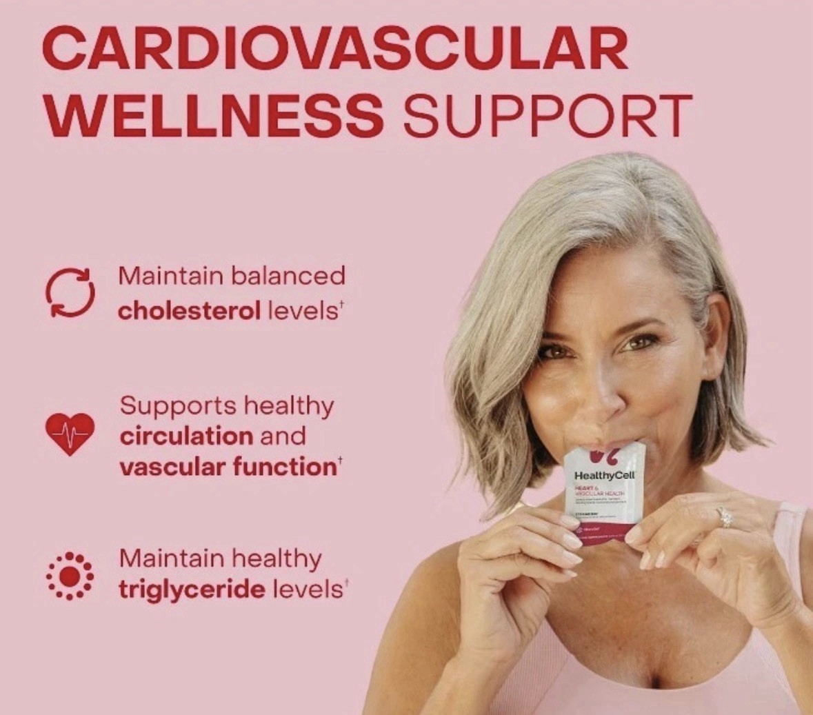 HealthyCell Heart & Vascular Health Strawberry Flavor 30 Gel Packs Exp 9/2027