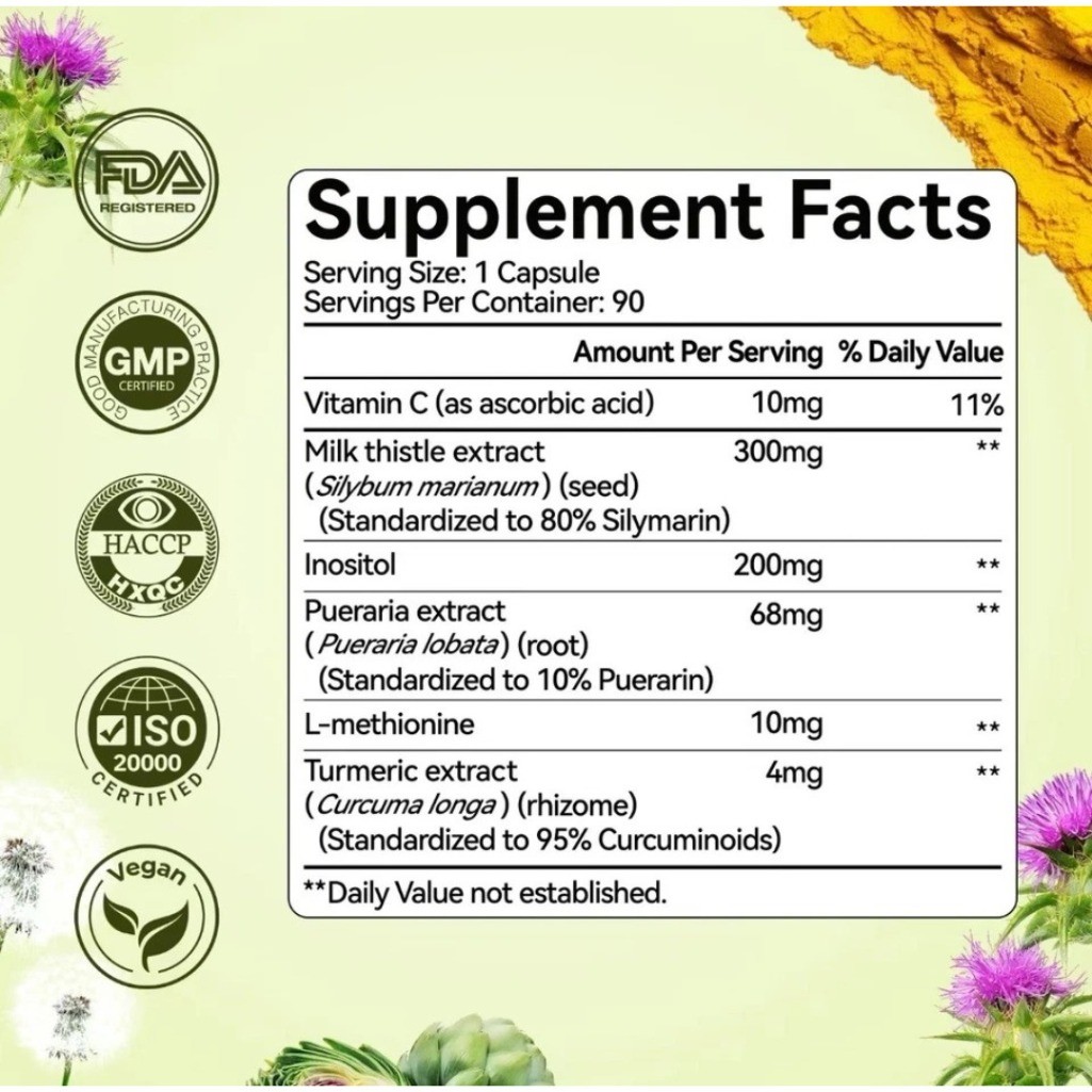 Oxyenergy Milk Thistle Herbal Botanical Blend Daily Dietary Supplement Capsules
