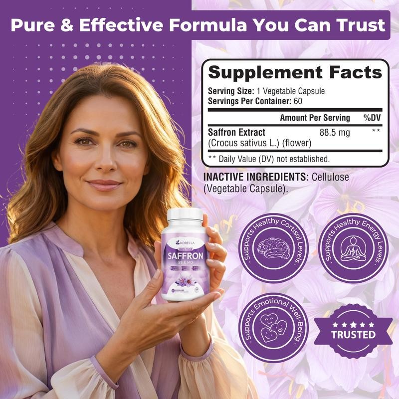 1-3 pack Korella Saffron Extract [88.5Mg] for Stress, Mood & Focus – Natural