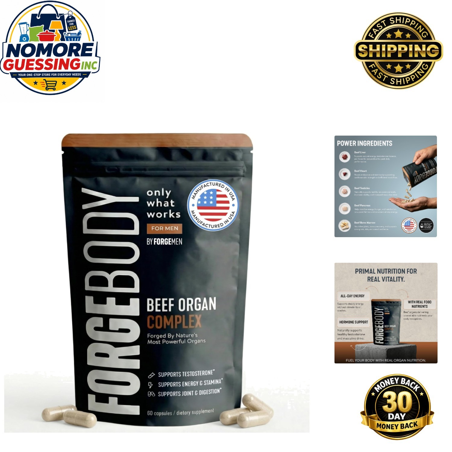 FORGEBODY Beef Organ Complex – Grass-Fed Nutrition for Athletes, 60 Capsules