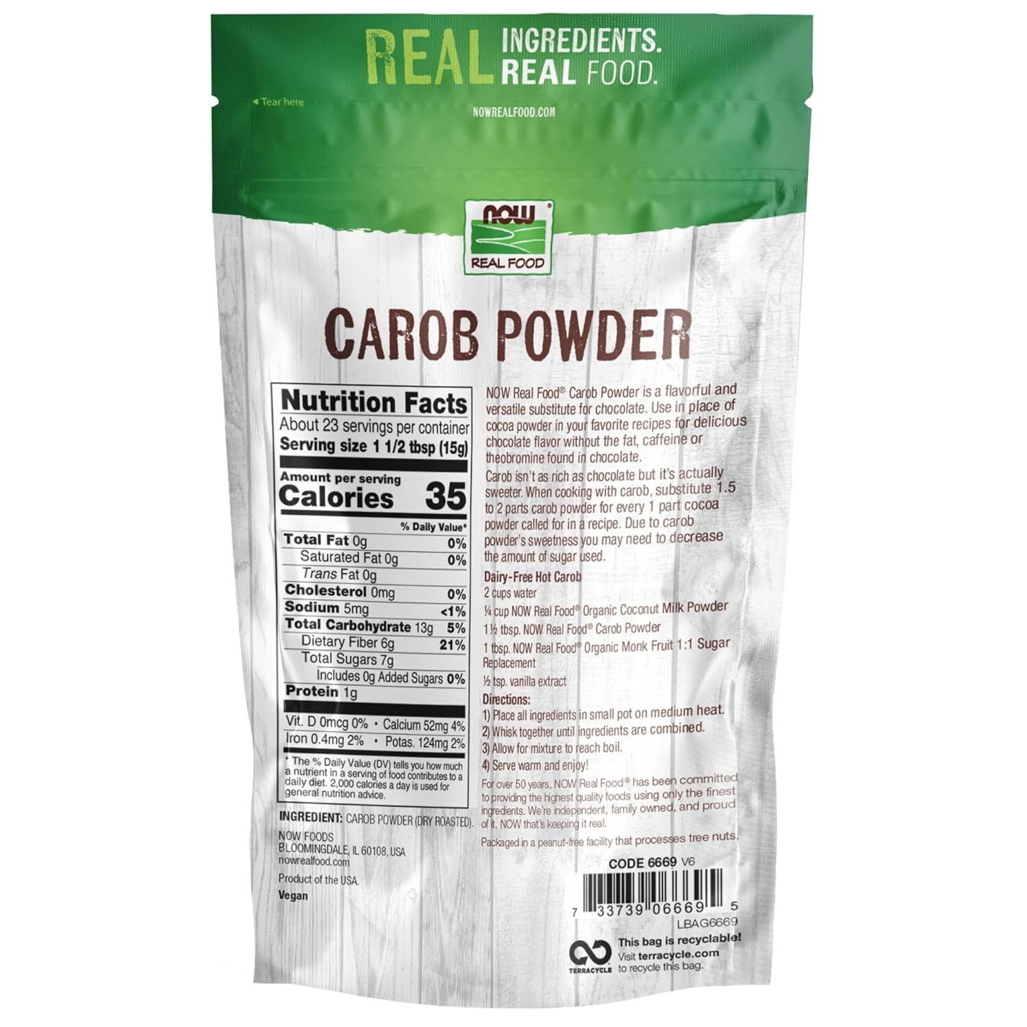 , Carob Powder, Dry Roasted, Additive-Free, Nutritious Substitute for Chocolate,