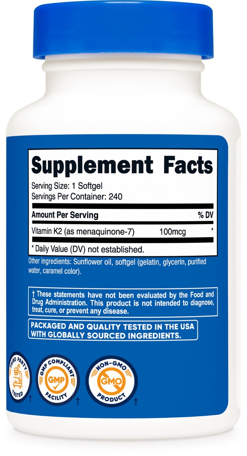 Nutricost Vitamin K2 MK-7 100 mcg, 240 Softgels – Gluten Free and Non-GMO MK7