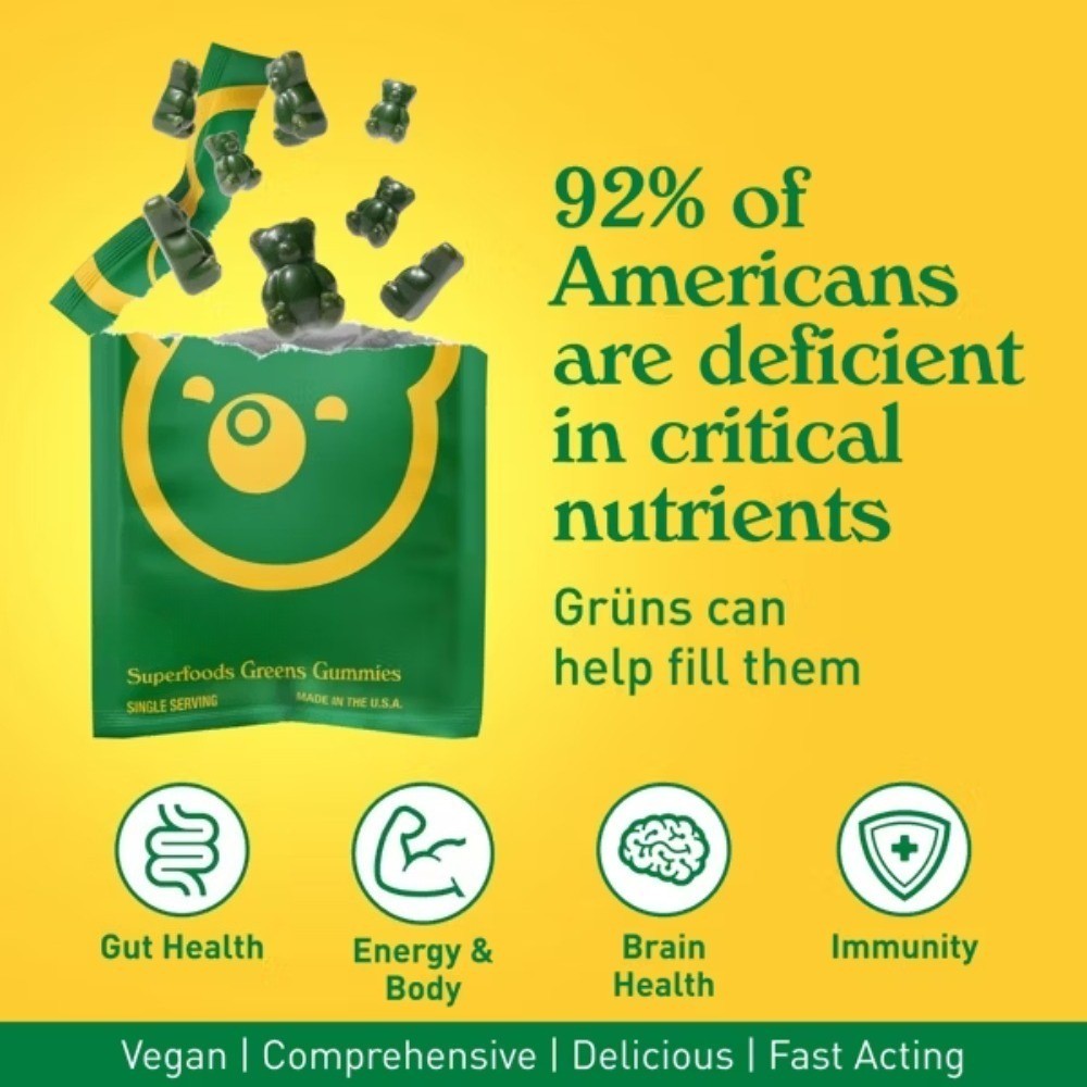Adult Superfood Greens Gummies, Low Sugar, 12ct