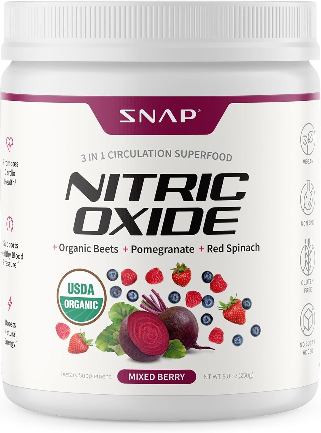 USDA Organic Beet Root Powder Nitric Oxide Supplements for Men Women Pomegranate