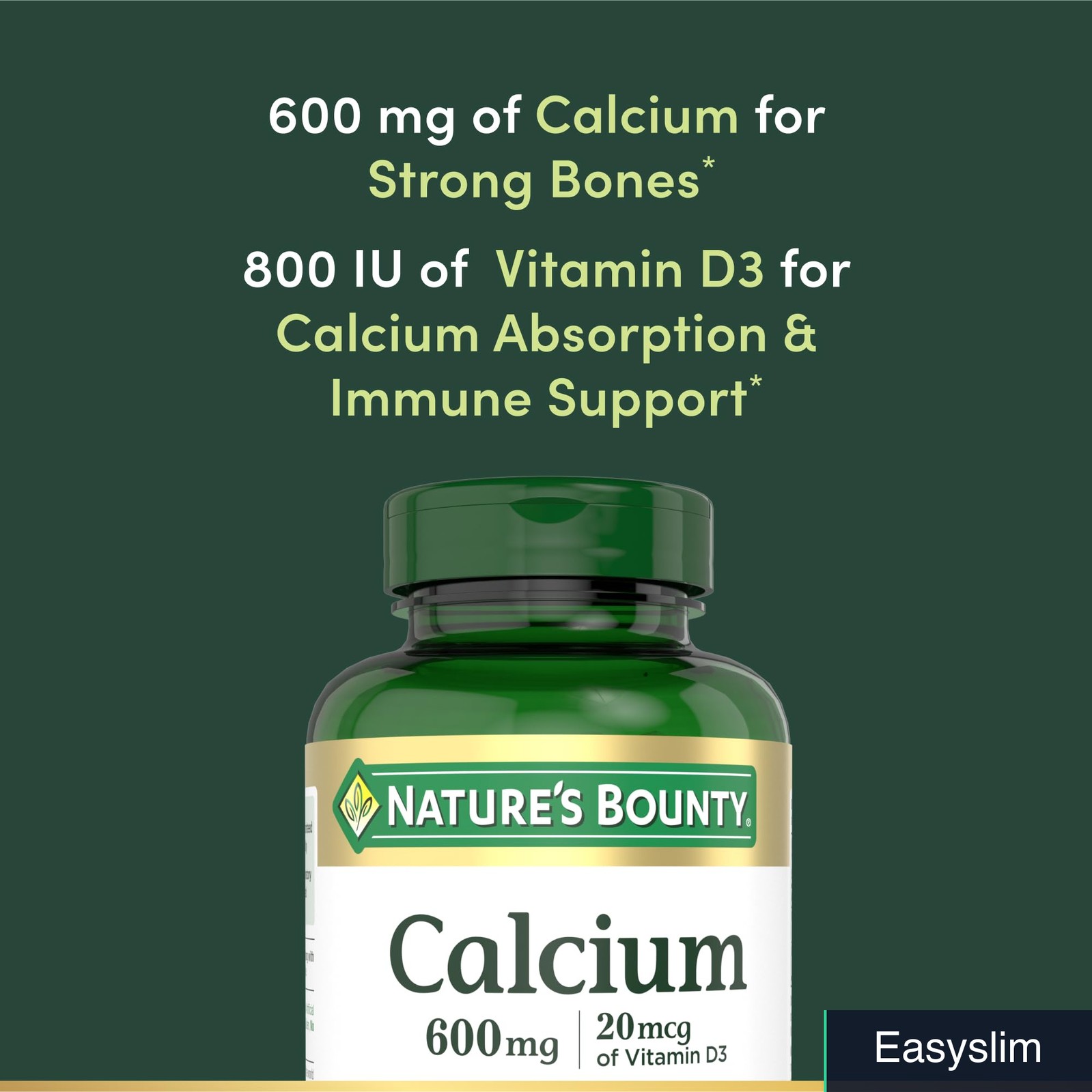 Calcium Carbonate Vitamin D3 Supplement 600mg 800 IU 250 Tablets