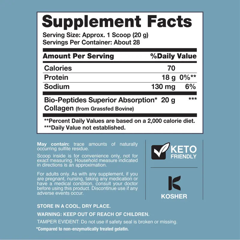 NeoCell Collagen Peptides Powder 20oz – Grass-Fed with 18 Amino Acids