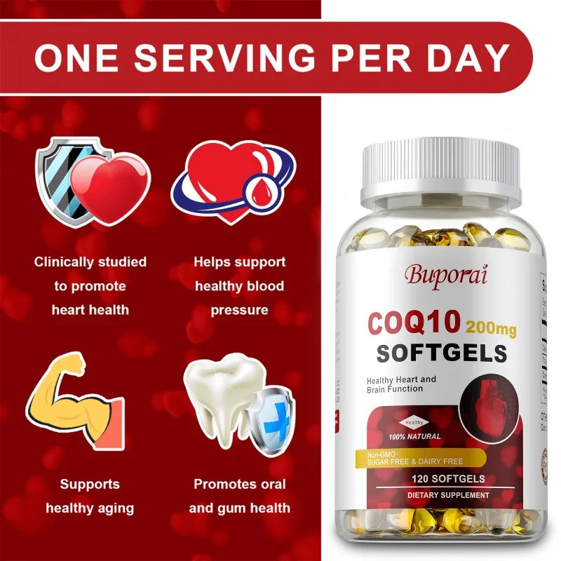 CoQ10 200 Mg 120pcs, Support Heart and Cholesterol Health, Energy Production
