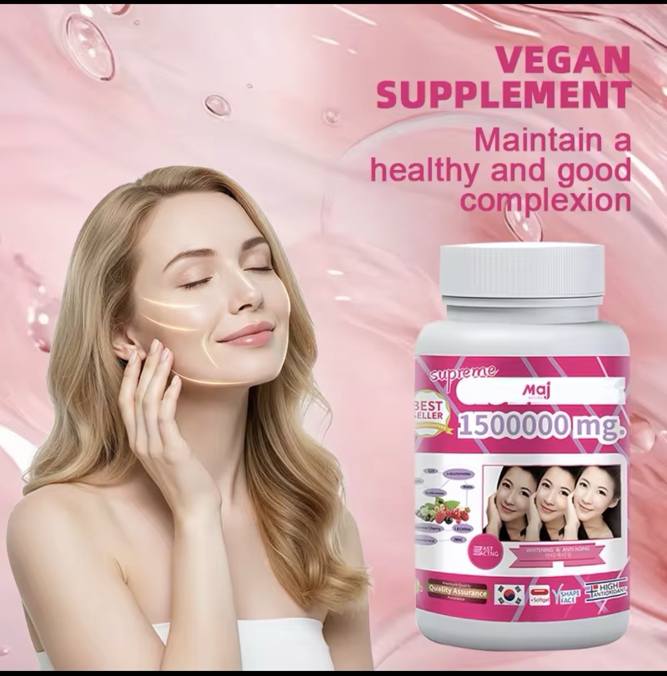 Maj Supreme Glutathione 1500000mg Whitening Softgels Anti-Aging Supplement