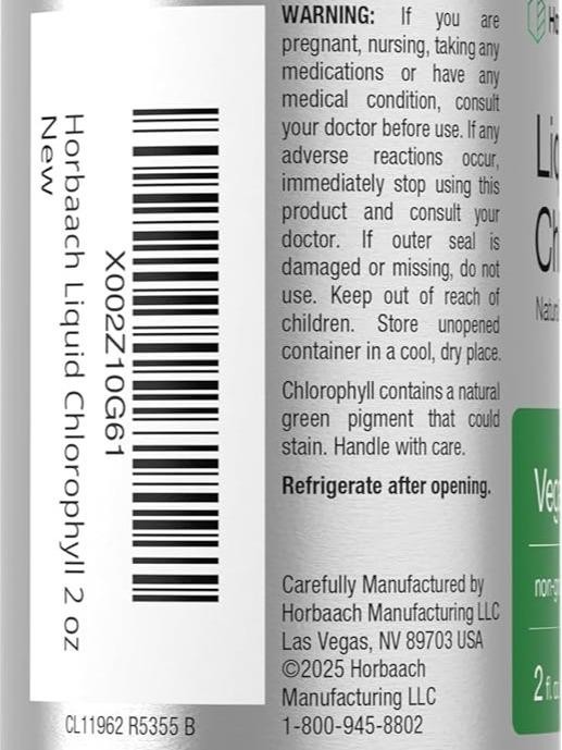 Horbäach Liquid Chlorophyll Drops | 2 oz | Natural Peppermint Flavor | Vegan