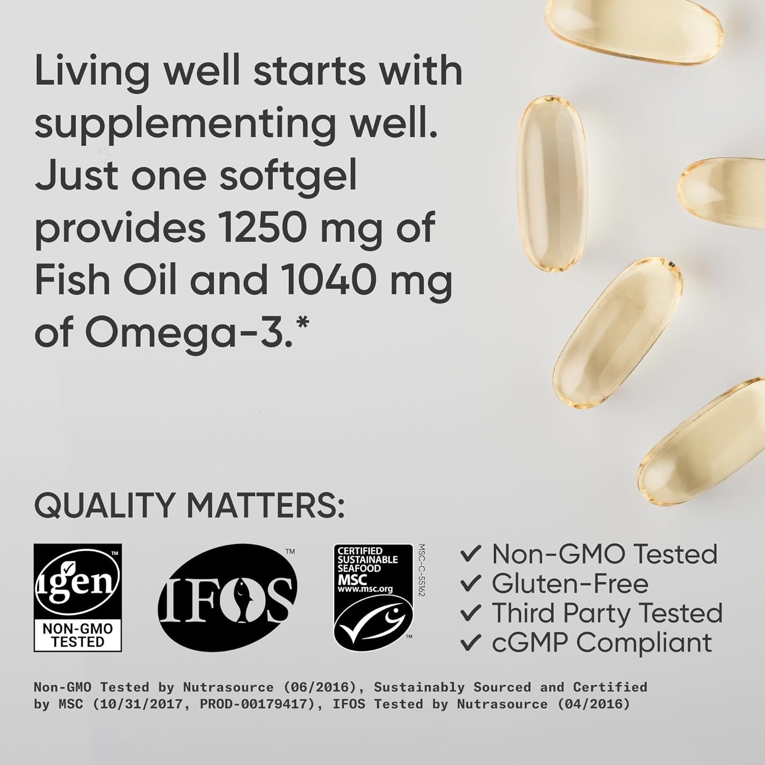 Omega 3 Fish Oil Triple Strength 1250mg EPA DHA Heart Brain Support 90Ct