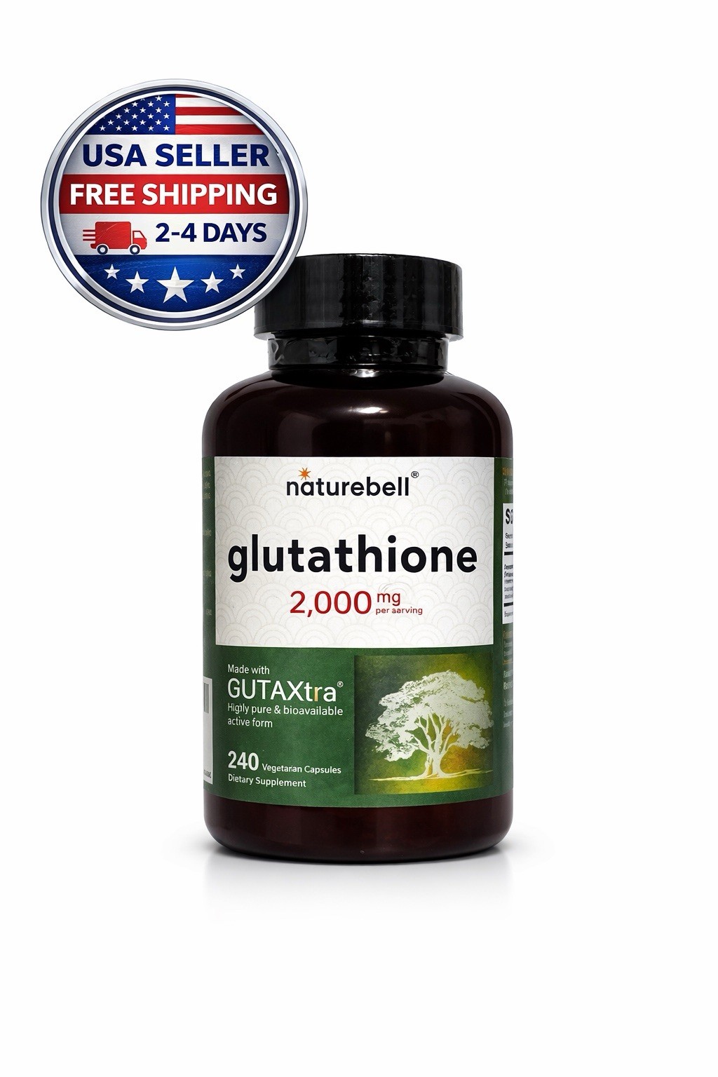 Glutathione 2000mg 240 Capsules Antioxidant Detox Skin Glow Liver Support