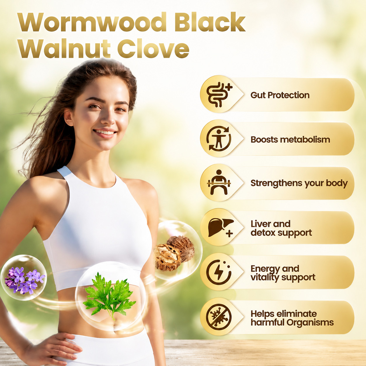 VivoNu Wormwood Black Walnut Clove 18-in-1 Herbal Gut Supplement 240 Softgels