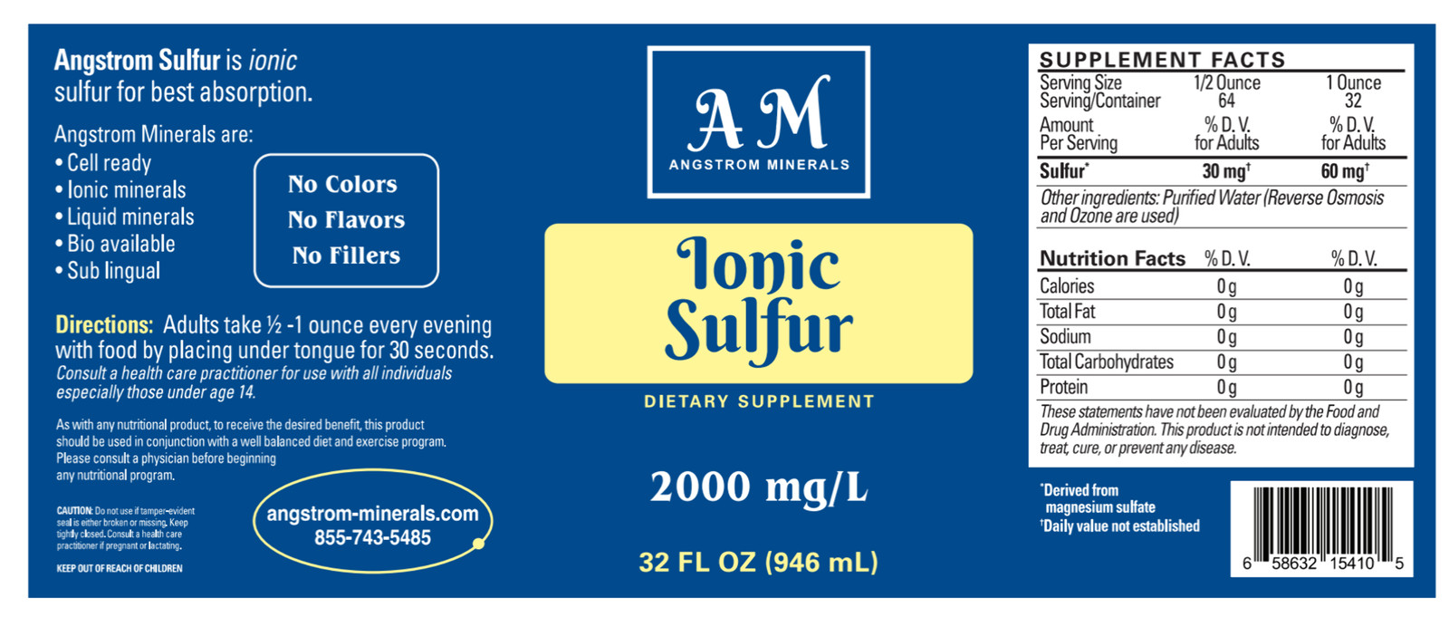 32 oz Angstrom Sulfur Supplement By Angstrom Minerals