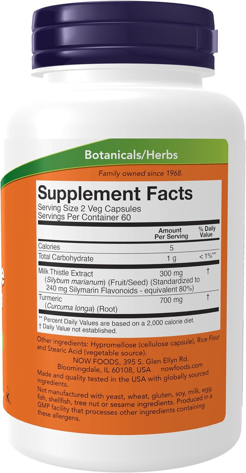 NOW Foods Silymarin Milk Thistle Extract 150 Mg with Turmeric, Veg Capsules