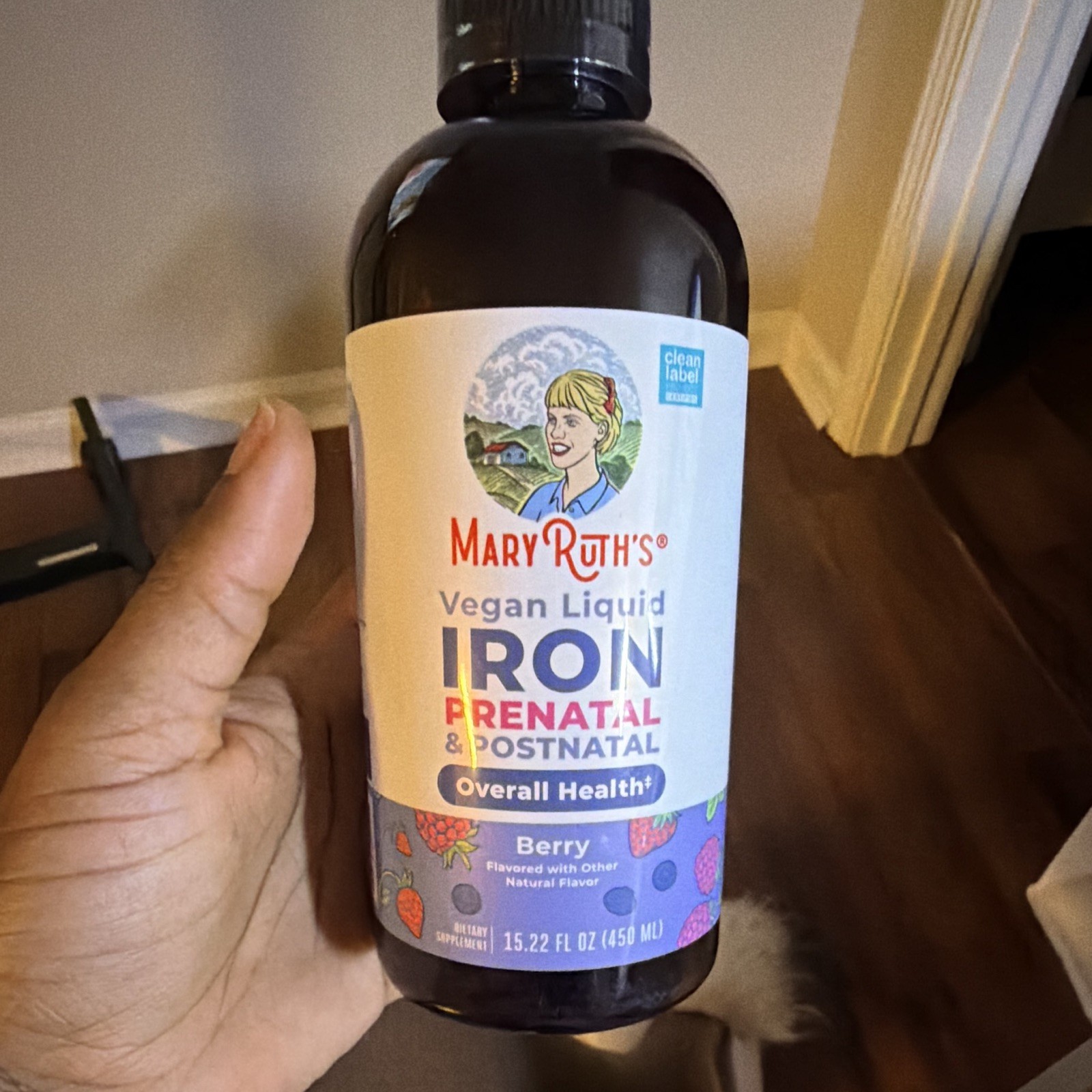 MaryRuth’s Vegan Liquid Iron Prenatal/Postnatal Berry 15.22 fl oz (450 mL)
