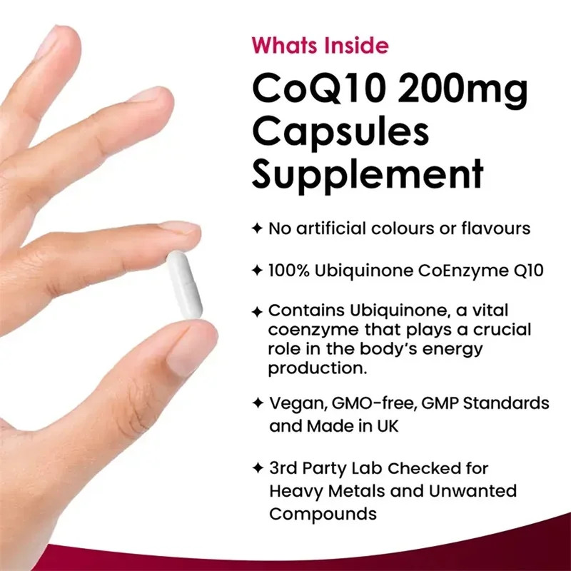 CoQ10 Ubiquinone Coenzyme 200mg 120pcs, Supports Heart and Blood Vessel Health