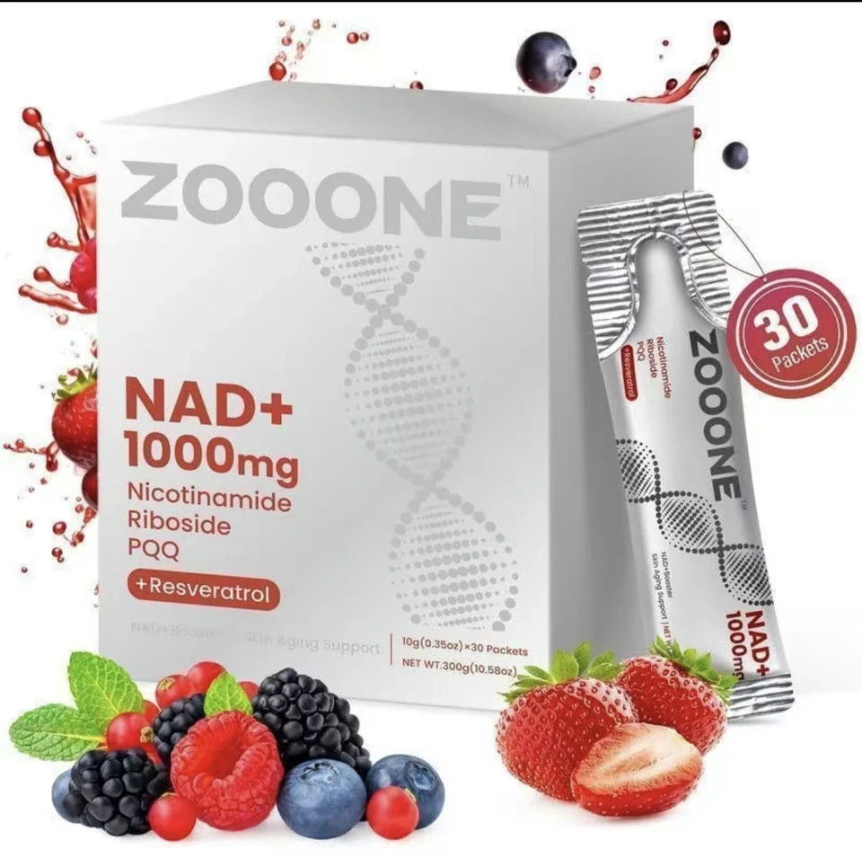 ZOOONE NAD+ 1000mg Berry Drink Mix | Anti-Aging, Energy & Focus, 30 Packs