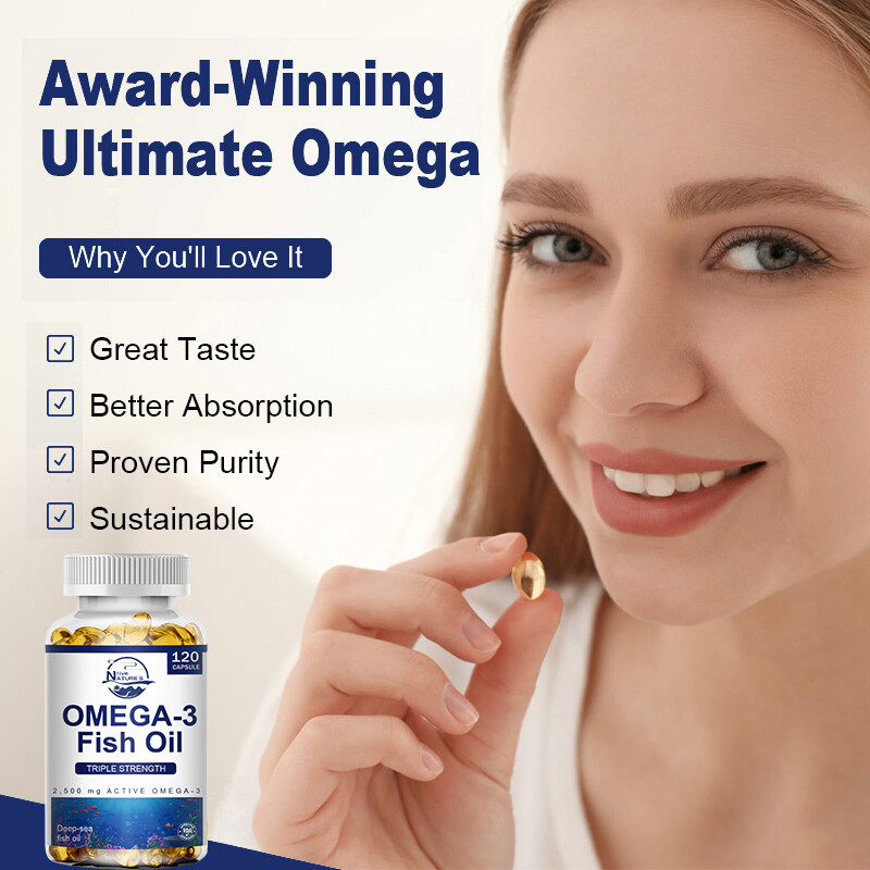 2PACKS Omega 3 Fish Oil Capsules 3x Strength 3600mg EPA & DHA, Highest Potency
