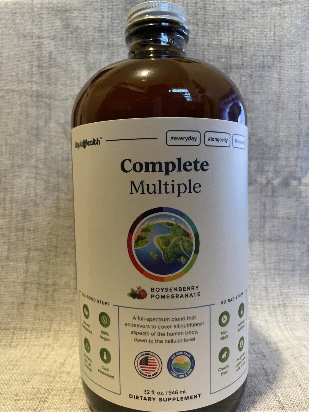 LIQUIDHEALTH Multiple Adult Liquid Multivitamin Gut Health Energy Detox 32 Oz