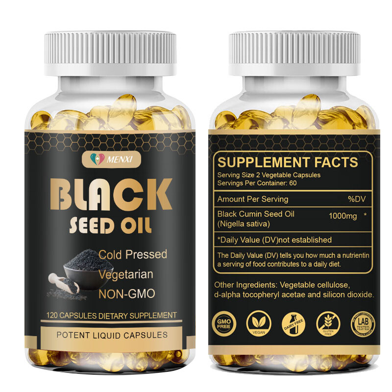 1000mg Black Seed Oil Capsules Cold Pressed – Immune Support 120Capsules Non GMO