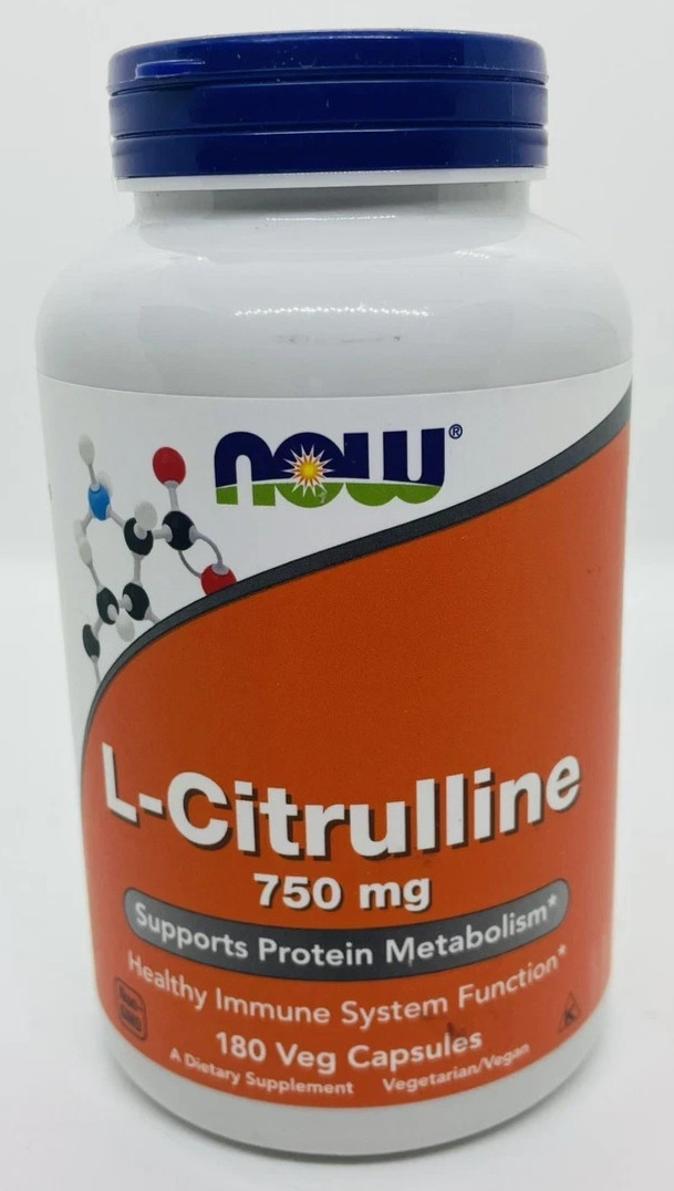 NOW Foods, L-Citrulline, 750 mg, 180 Veg Capsules exp 11/26