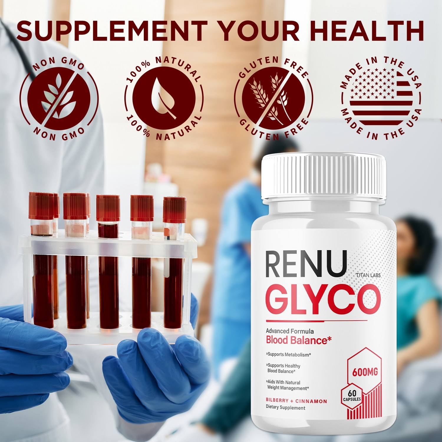 (2 Pack) Renu Glyco Advanced Blood Health Support Supplement RenuGlyco 120 Caps