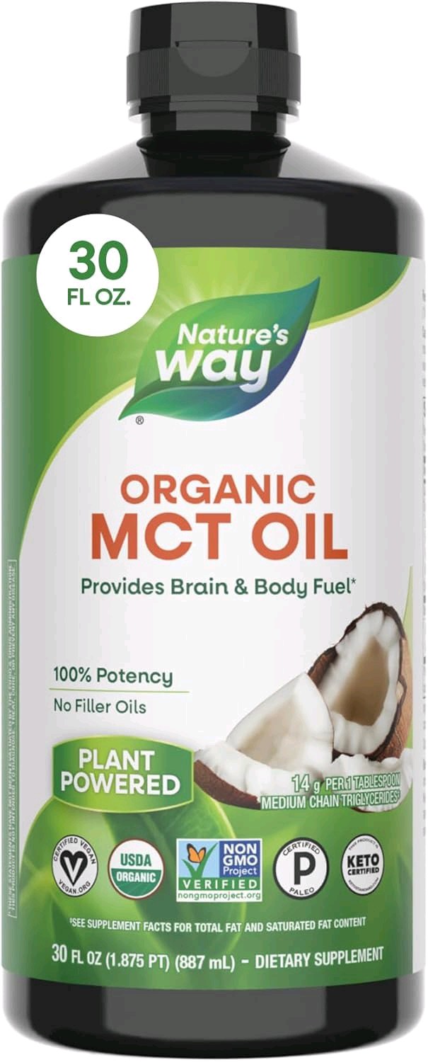 ​Nature’s Way Pure Organic MCT Oil C8 C10 Caprylic Acid Coconut Liquid Oil 30oz
