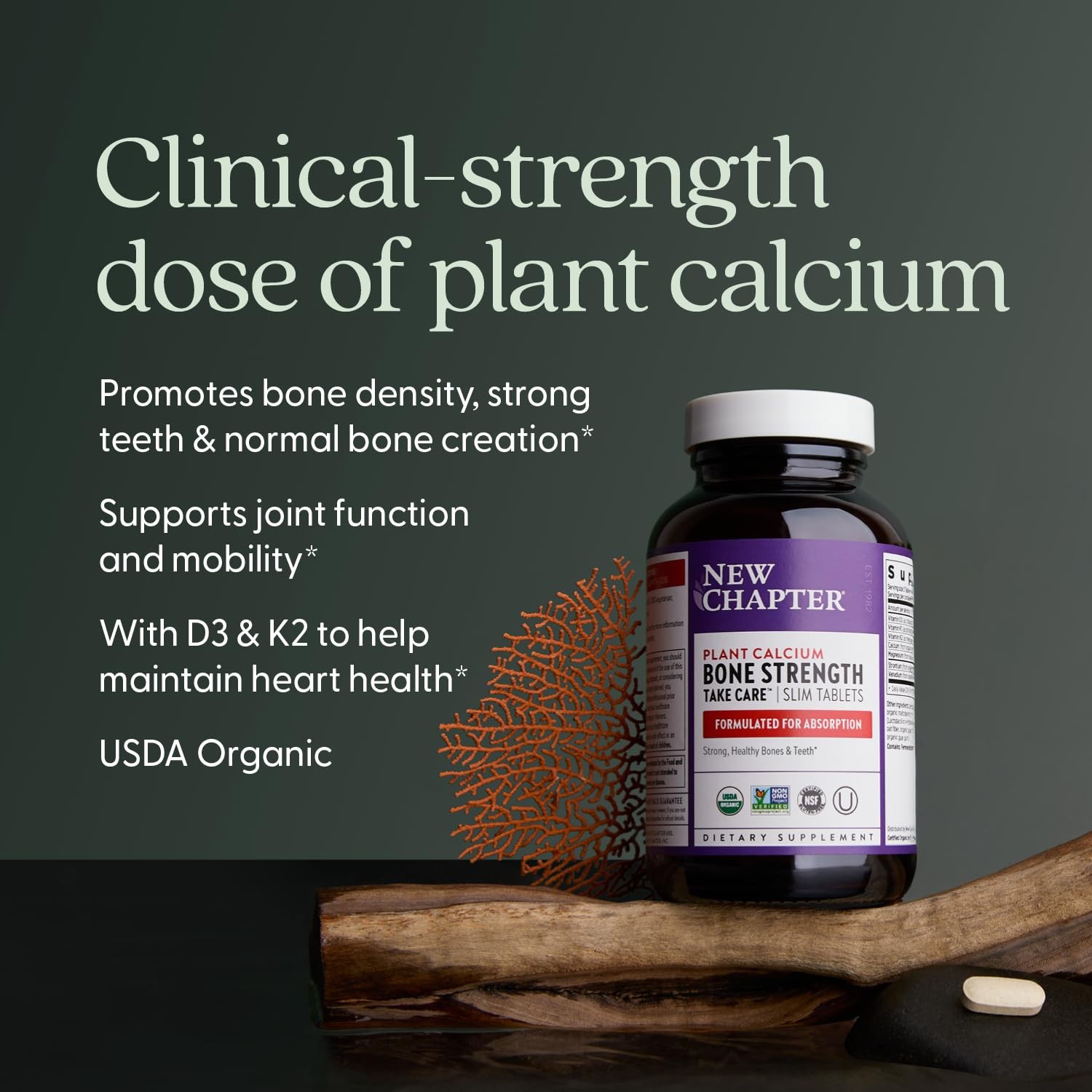 New Chapter Calcium Supplement – Bone Strength Plant-Based USDA Organic Calc…