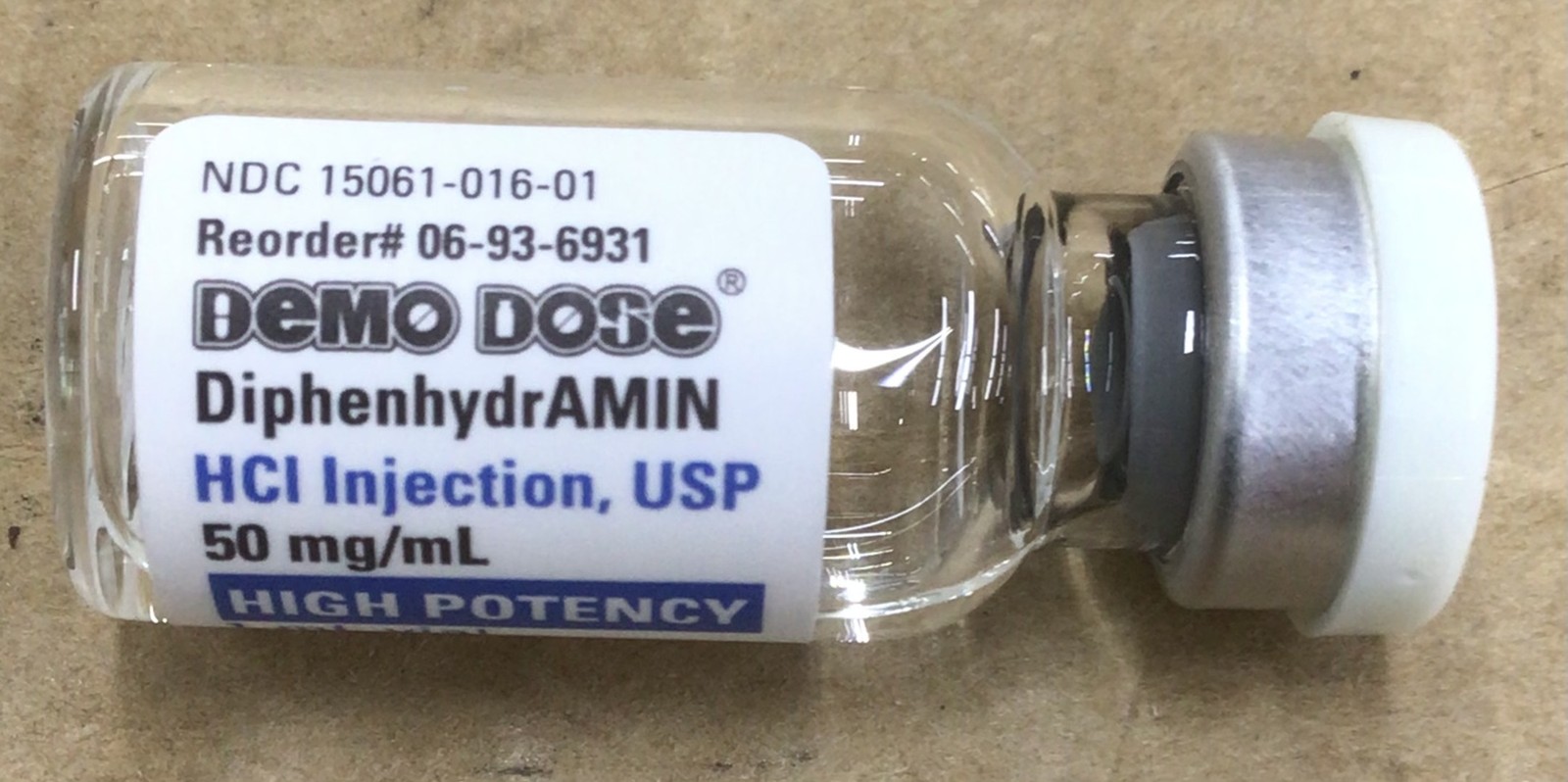 Demo Dose Diphenhydramin High Potency Benadrl 50mg mL 1mL Vial