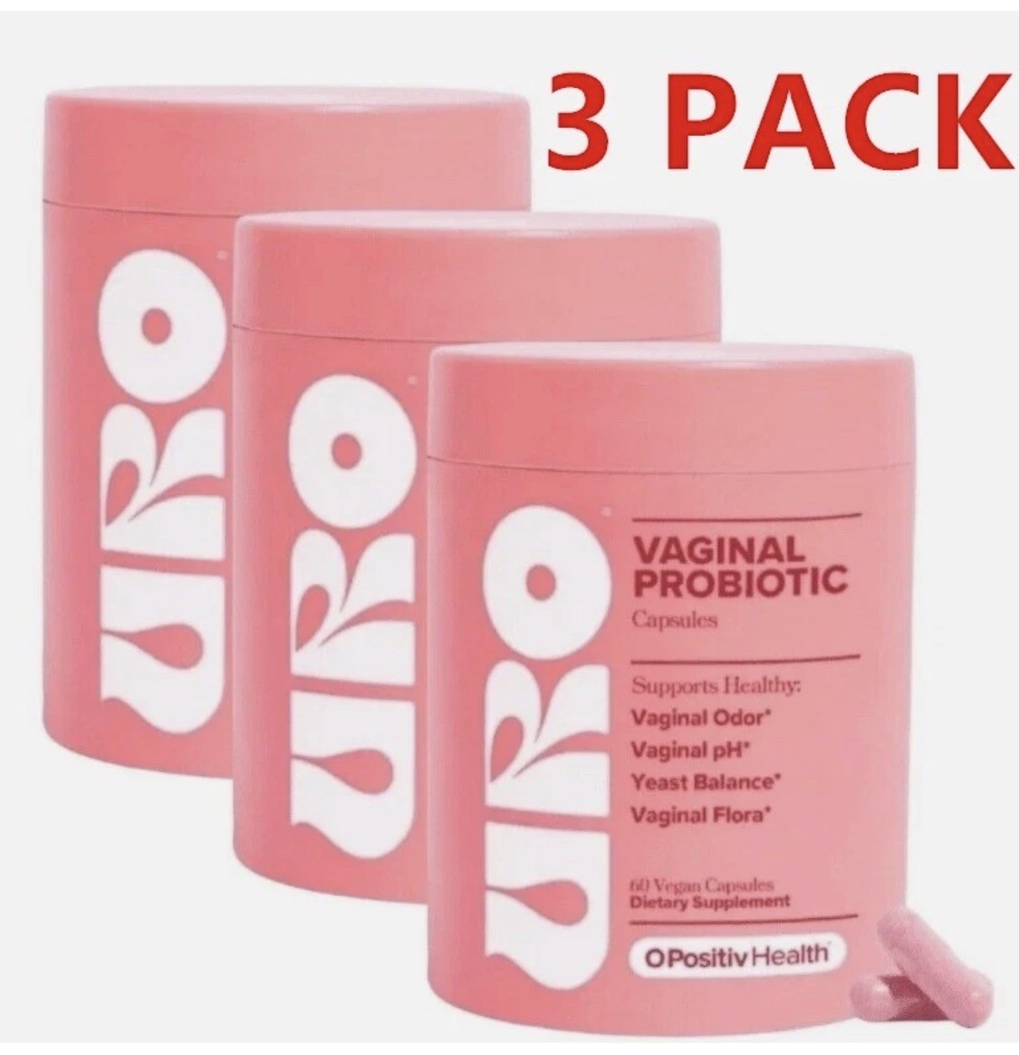 3PACK URO O Positiv Vaginal Probiotics for Women pH Balance w/ Prebiotic