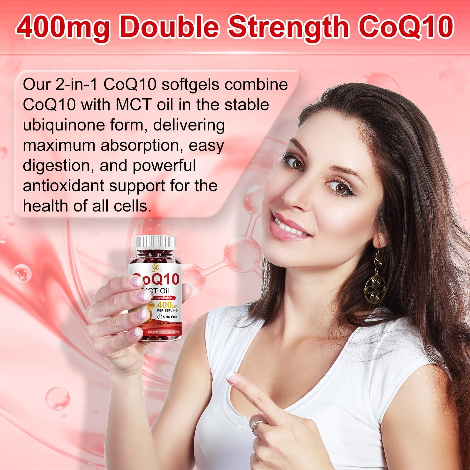 Extra Strength CoQ10 400mg Softgels with MCT Oil – Antioxidant Heart & Energy Su