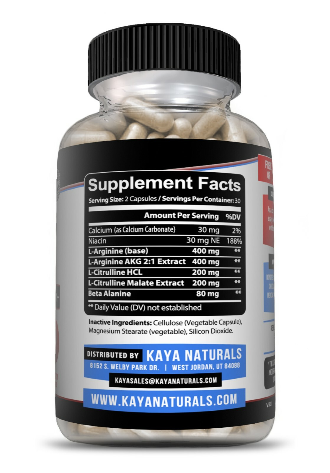 L-Arginine 60 Nitric Oxide, Testosterone Booster, ED Support 2400 mg