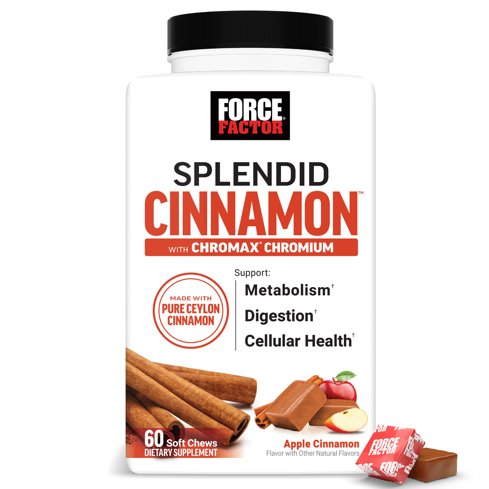 Force Factor Splendid Cinnamon Ceylon Chromium Metabolism Antioxidant 60 Chews