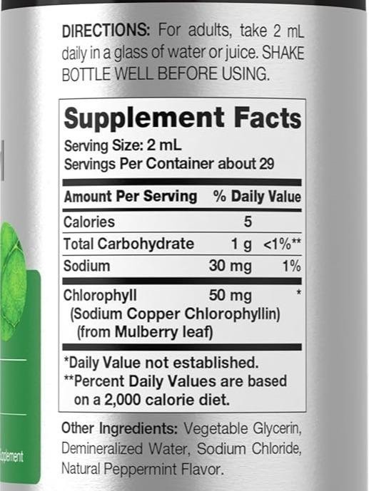 Horbäach Liquid Chlorophyll Drops | Natural Peppermint Flavor | Vega