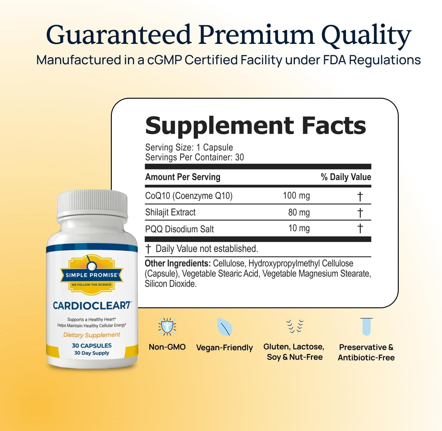 Simple Promise CardioClear7 CoQ10 with PQQ and Shilajit Supplement | Daily Heart