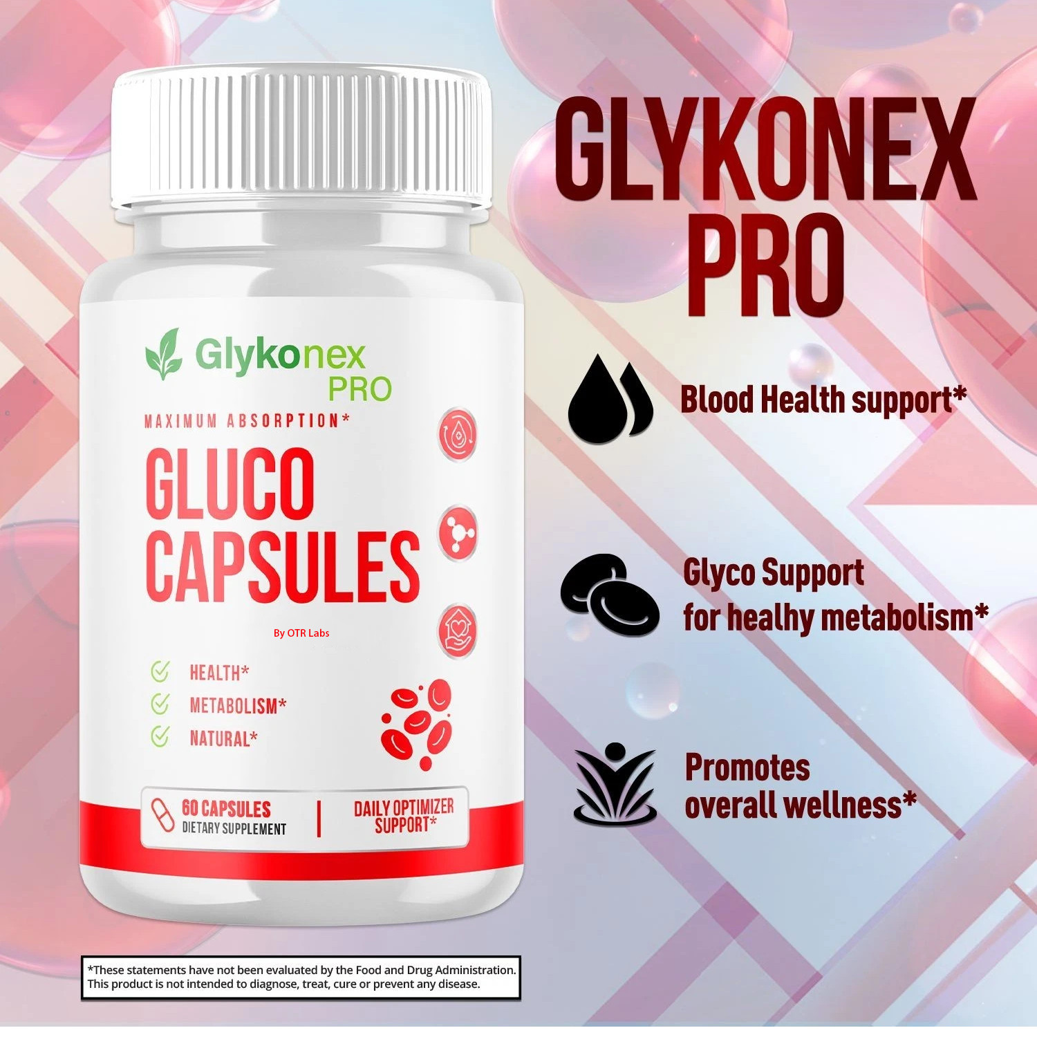 (3 Pack) Glykonex Pro Advanced Blood Health Support Glyko Nex Pro 60 Capsules