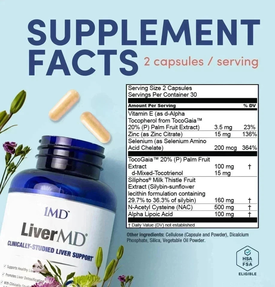 3 Packs 1MD Nutrition LiverMD – Liver Support Supplement 180 Capsule Exp 12/2027