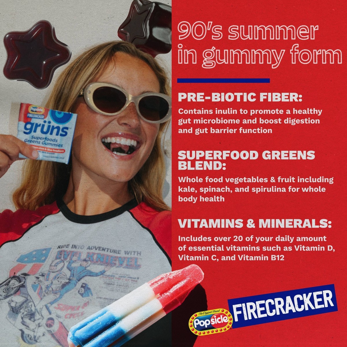 Grüns Limited Time Flavor Firecracker Low Sugar Adult Greens – 240g/12 Servings