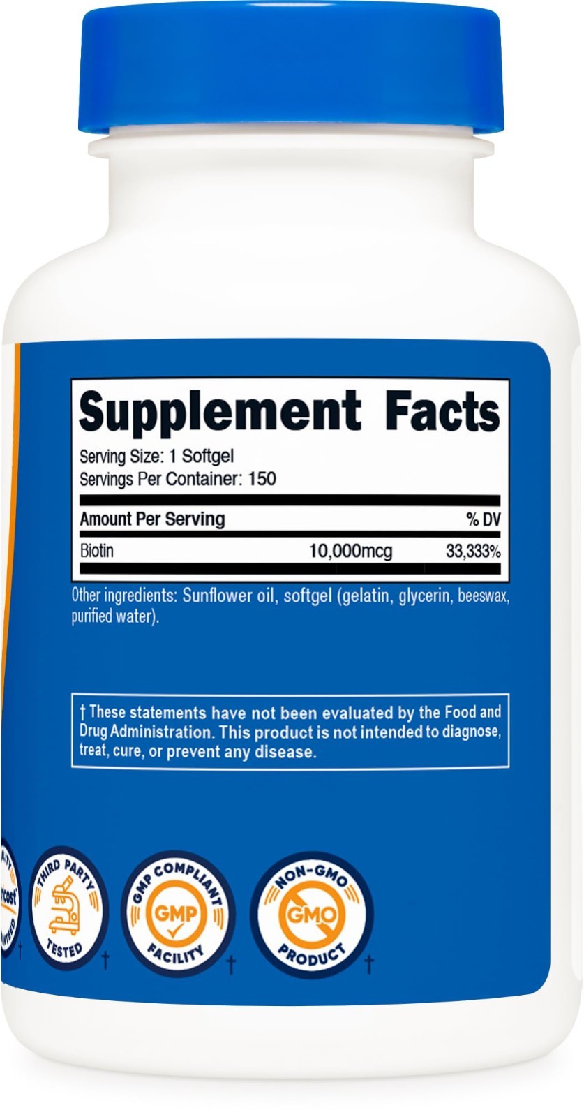 High-Potency Biotin 10,000mcg – 150 Softgels, Gluten-Free, Non-GMO Supplement