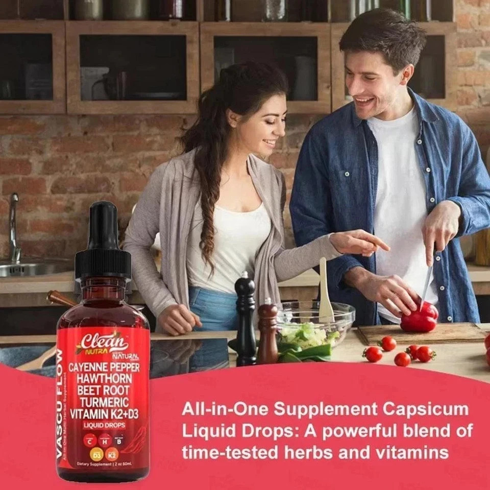 3Pack Cayenne Pepper Hawthorn Beet Root Turmeric Vitamin K2+D3 Liquid Drops