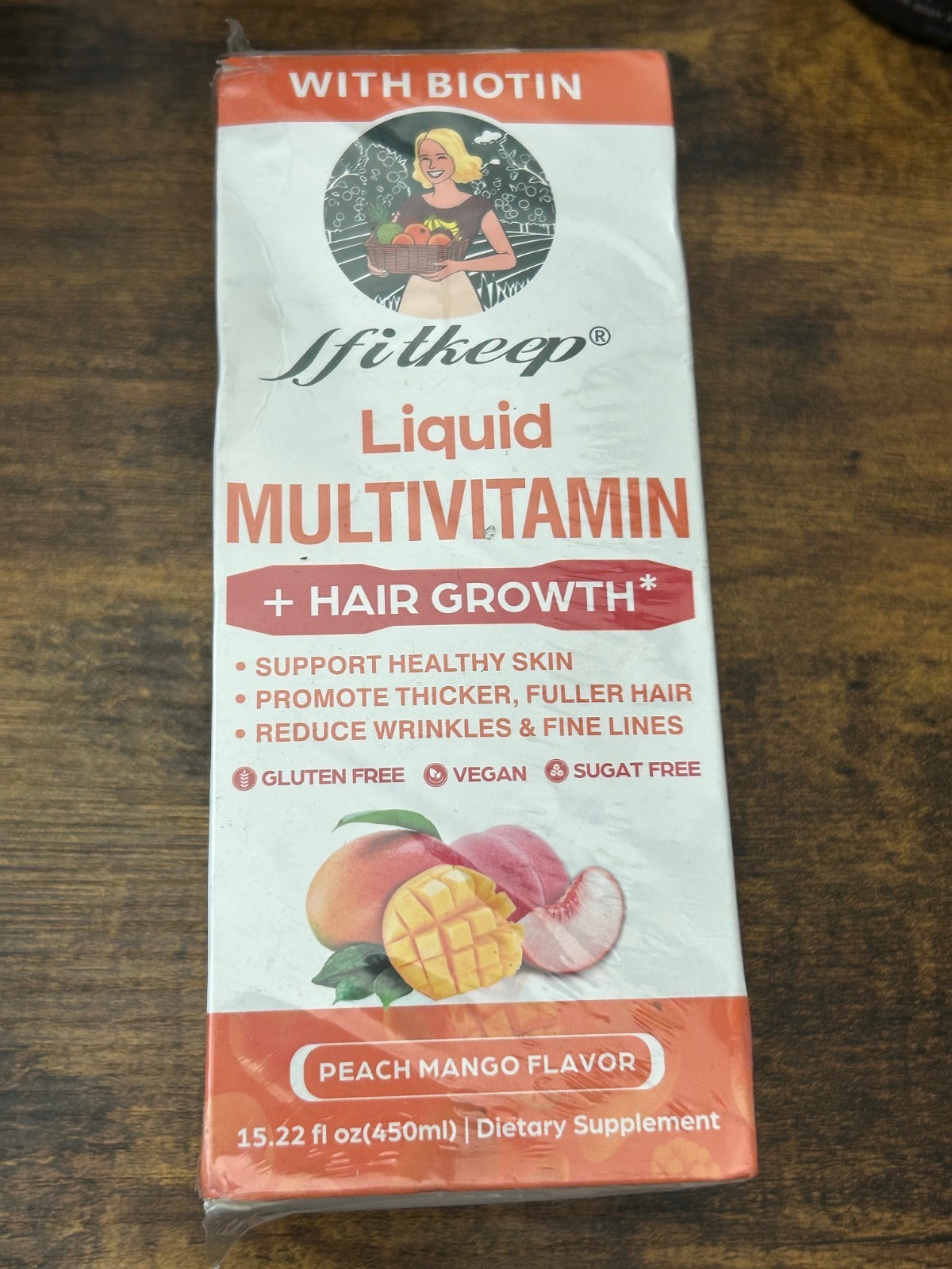 Liquid Morning Multivitamin + Hair Growth Peach Mango 15.22 fl oz Exp 3/27