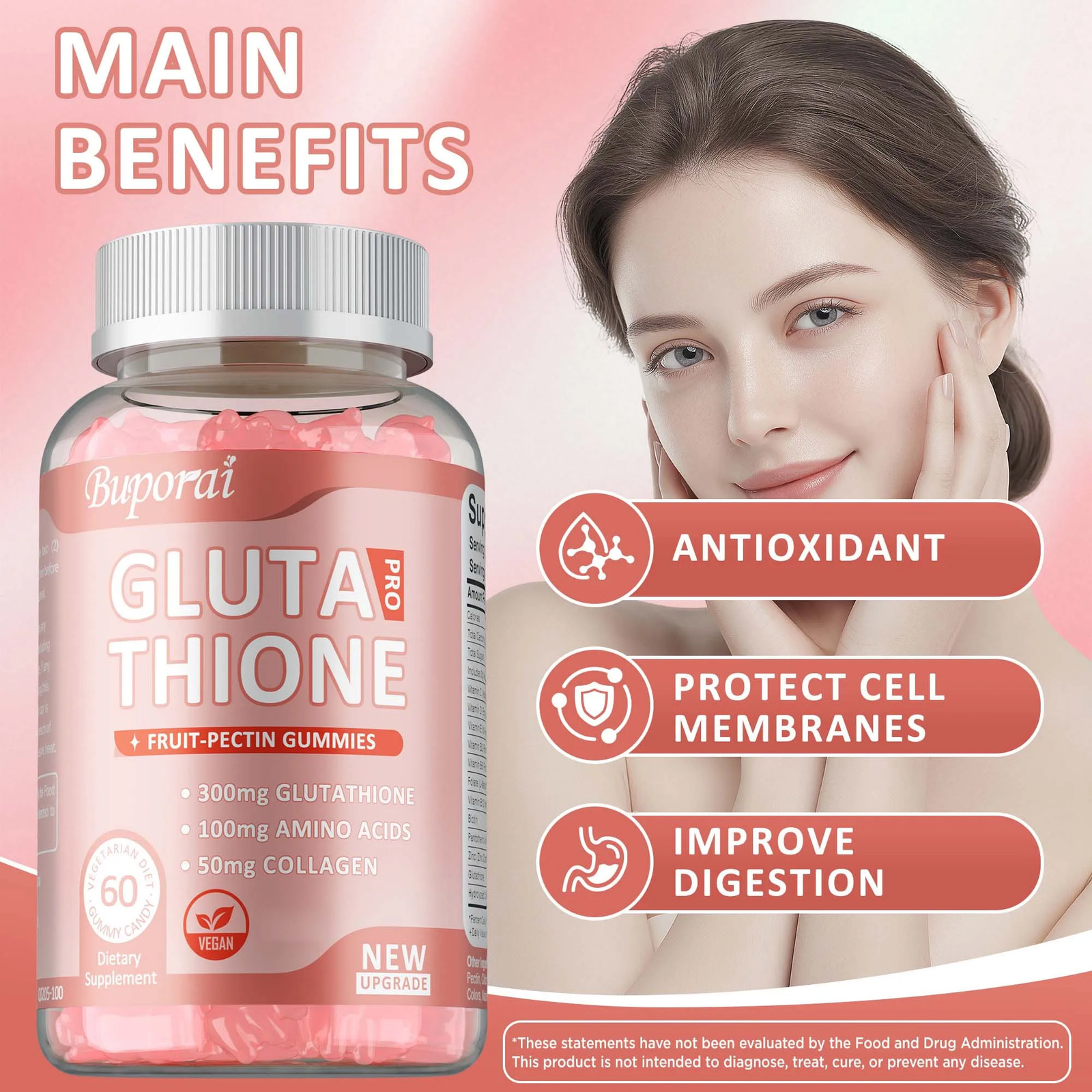 Glutathione 60pcs – Antioxidant, Anti-aging, Smooth and Firm Skin, Skin Health
