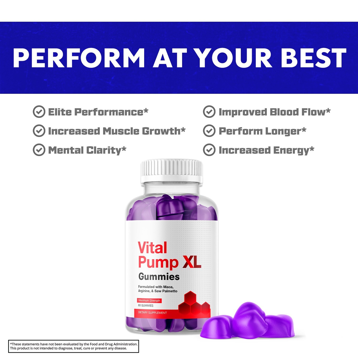 Vital Pump XL Gummies for Men Maximum Strength Vitamin Supplement 180 Gummies