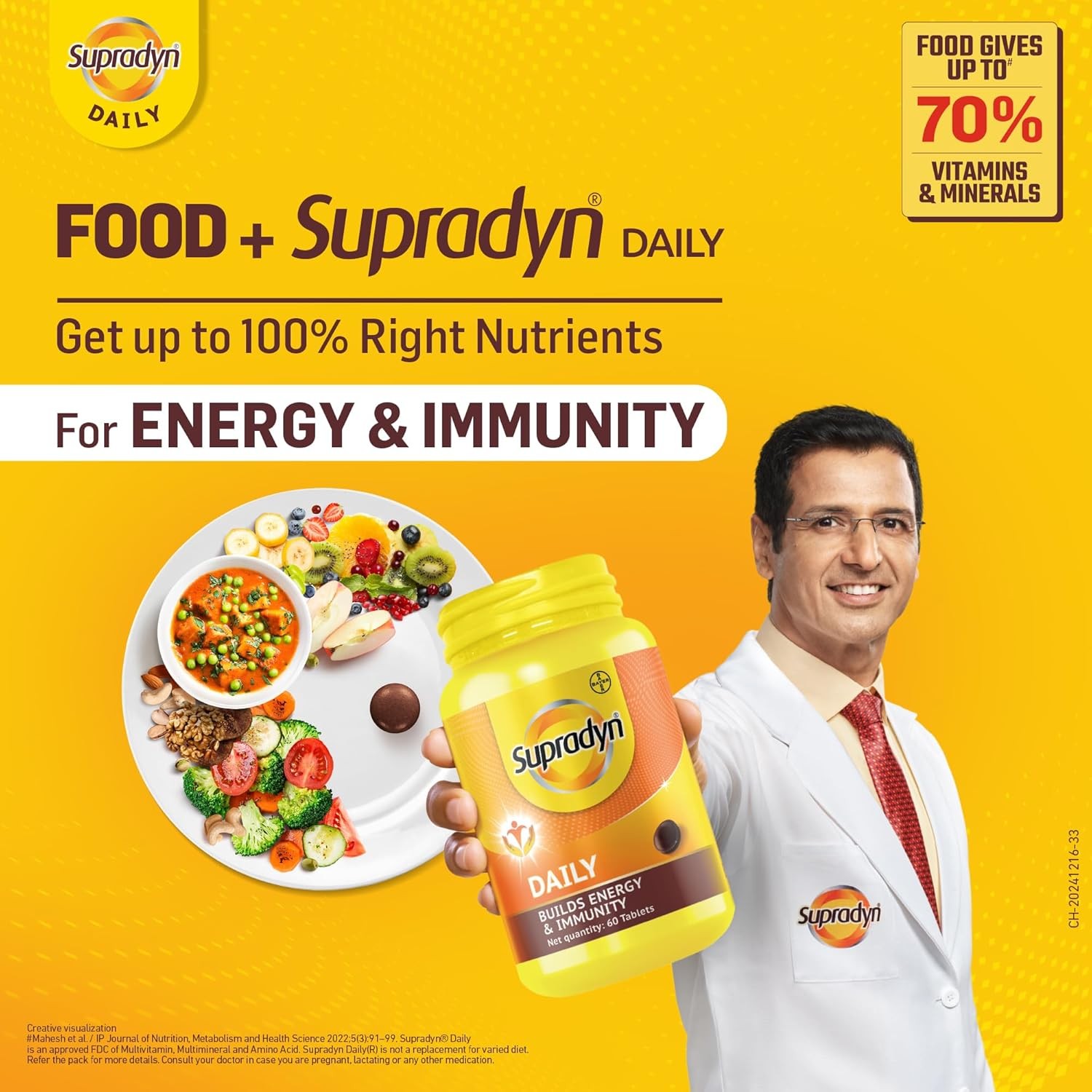 Supradyn Daily Multivitamin 30 Tablets for Unisex | Daily Immunity and 2X Energy