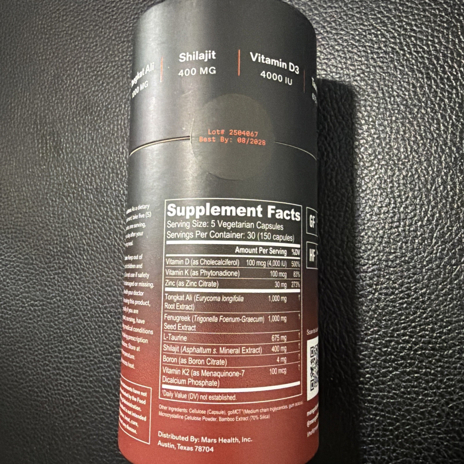 MARS MEN Testosterone Booster Men Natural Supplement Premium BB 8/28 NEW